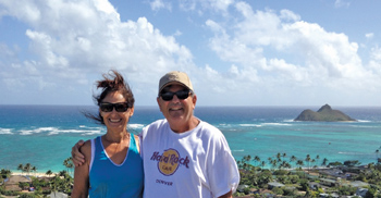 terry and jenny flaherty happily in retirement on a recent trip to hawaii, hiking the 