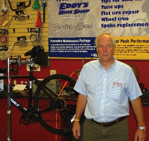 jim ruggles, sr., owner of eddy's bike shop