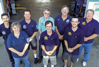 the pam’s motor city team: back row, from left: pablo sarmiento, peter sudak, john lockhart, roger herrin and jimmy shewmaker. front row, from left: pam oakes, paul tetreault and chris moistner.
